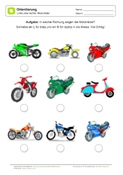 Arbeitsblatt: Links oder rechts bestimmen mit Motorräder