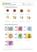 Arbeitsblatt: Münzen und Scheine nach Wert sortieren