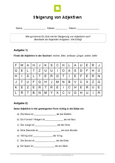 Arbeitsblatt: Steigerung Von Adjektiven