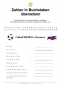 Arbeitsblatt: WM 2018 - Zahlen in Buchstaben übersetzen